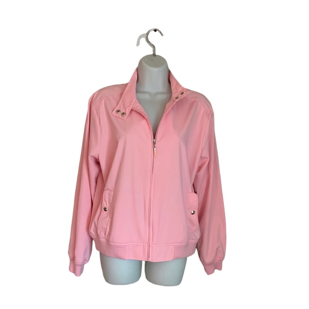Vintage NOS Izod Ladies Bubble Gum Pink Golf Full Zip Jacket Size large #1072